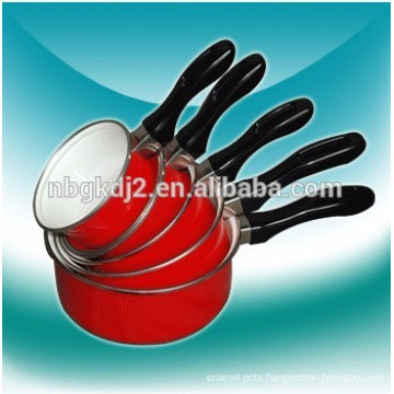 5 pcs enamel sauce pan milk pot cookware set with bakelite handle